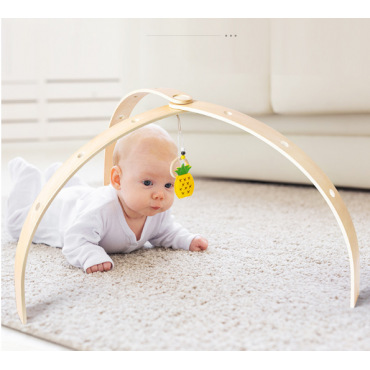 Arche D'éveil Bébé En Bois - Portique De Jeu Avec Pendentifs - 45x37.5x47.5 Cm - Pour Développement Moteur 0-12 Mois