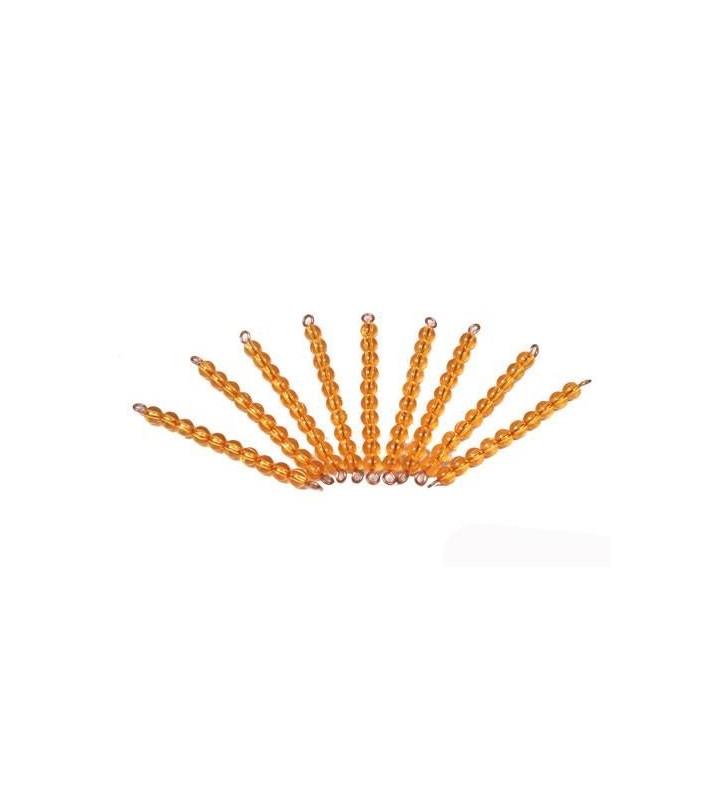 10 Barrettes de 10 Perles Dorées - mathématique - matériel Montessori - jeux éducatif - apprentissages